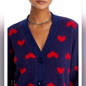 AQUA V Neck Heart Design Cardigan Sweater - Size M